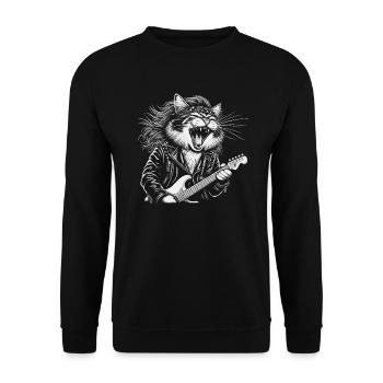 Rock Music Cat Funny Humor Gift Idea - Unisex Sweatshirt - black - Front - Alina (178cm) & Michal (187cm)