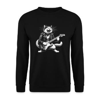 Rock Music Cat Funny Humor Gift Idea - Unisex Sweatshirt - black - Front - Alina (178cm) & Michal (187cm)