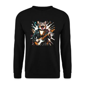 Rock Music Cat Funny Humor Gift Idea - Unisex Sweatshirt - black - Front - Alina (178cm) & Michal (187cm)