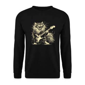 Rock Music Cat Funny Humor Gift Idea - Unisex Sweatshirt - black - Front - Alina (178cm) & Michal (187cm)