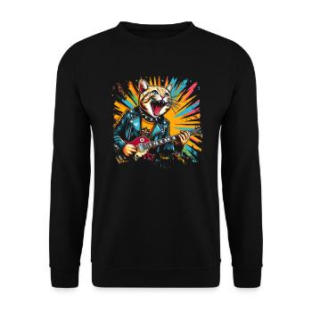 Rock Music Cat Funny Humor Gift Idea - Unisex Sweatshirt - black - Front - Alina (178cm) & Michal (187cm)