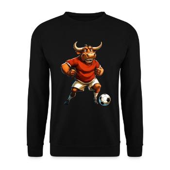 Fussballer Stier - Unisex Pullover - Schwarz - Vorne - Alina (178cm) & Michal (187cm)