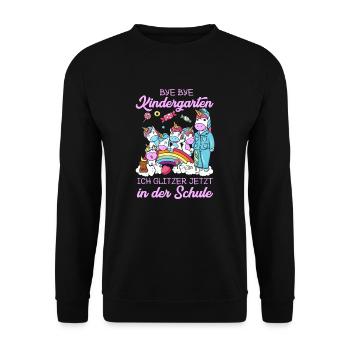 Inscription 1ère année retour à l'école licorne cadeau - Sweat-shirt Unisexe - noir - Devant - Alina (178cm) & Michal (187cm)