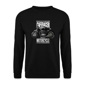 Motorrad Vintage Design Cafe Racer - Unisex Pullover - Schwarz - Vorne - Alina (178cm) & Michal (187cm)
