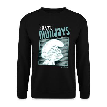 Les Schtroumpfs Je Déteste Les Lundis - Sweat-shirt Unisexe - noir - Devant - Alina (178cm) & Michal (187cm)