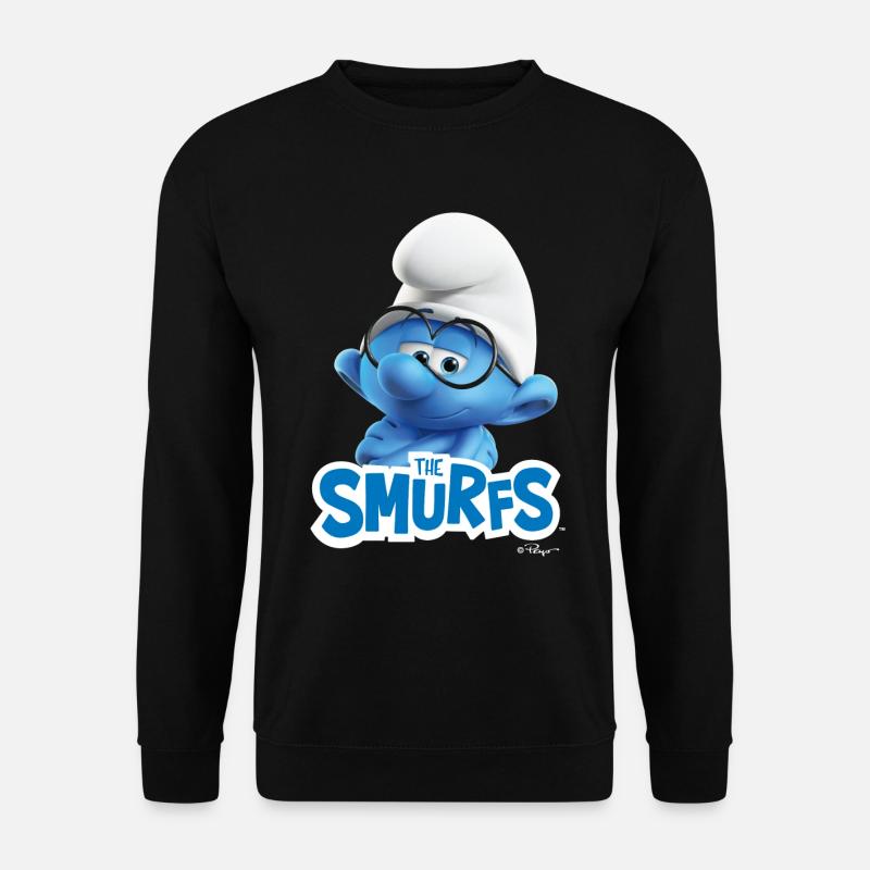 The Smurfs Gift Brainy Smurf And Logo - Unisex Sweatshirt - black