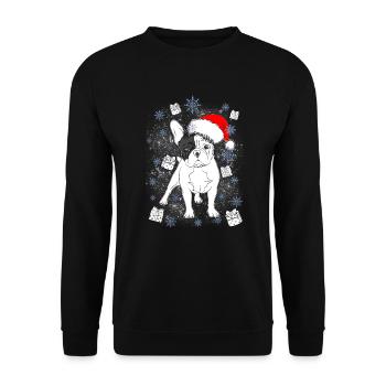 Cadeau de Noël de Santa bouledogue Français - Sweat-shirt Unisexe - noir - Devant - Alina (178cm) & Michal (187cm)