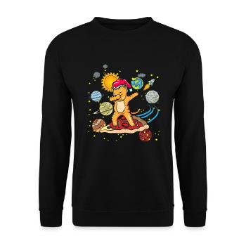 Dabbing cat DAB pizza space gift space - Unisex Sweatshirt - black - Front - Alina (178cm) & Michal (187cm)