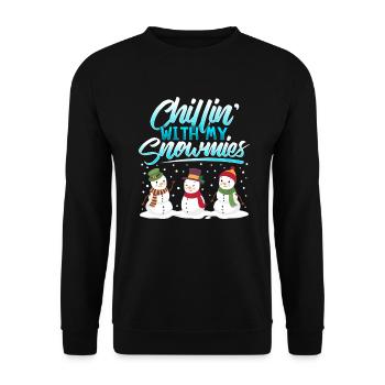 Bonhomme de neige chill cadeau de Noël d’hiver - Sweat-shirt Unisexe - noir - Devant - Alina (178cm) & Michal (187cm)