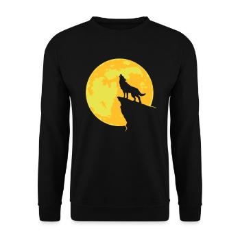 Loup hurlant - désert Don animaux pleine lune - Sweat-shirt Unisexe - noir - Devant - Alina (178cm) & Michal (187cm)