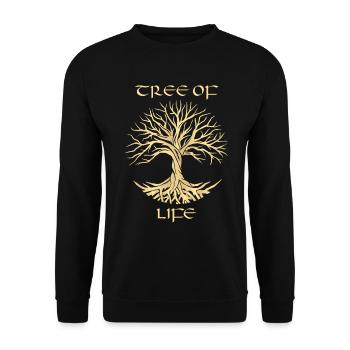 Wikinger Mythologie Baum des Lebens Geschenk - Unisex Pullover - Schwarz - Vorne - Alina (178cm) & Michal (187cm)