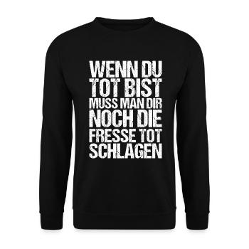 Komiker Comedian Spruch Geschenk - Unisex Pullover - Schwarz - Vorne - Alina (178cm) & Michal (187cm)