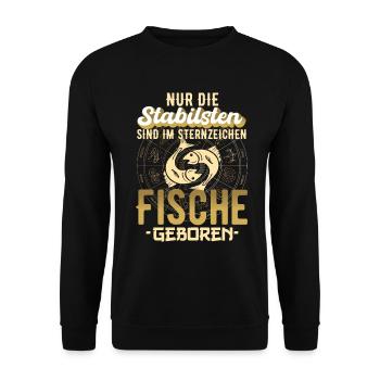 Sternzeichen Fische stabil Geschenk - Unisex Pullover - Schwarz - Vorne - Alina (178cm) & Michal (187cm)