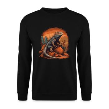 iguana branch reptiles green iguana - Unisex Sweatshirt - black - Front - Alina (178cm) & Michal (187cm)