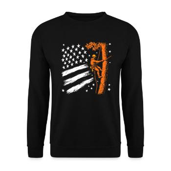 Baumpfleger Flagge Wald Holzfäller Geschenk - Unisex Pullover - Schwarz - Vorne - Alina (178cm) & Michal (187cm)