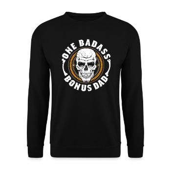 One Badass Bonus Dad - Unisex Sweatshirt - black - Front - Alina (178cm) & Michal (187cm)