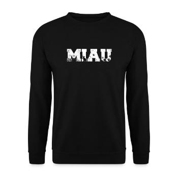 Miau Katze - Unisex Pullover - Schwarz - Vorne - Alina (178cm) & Michal (187cm)