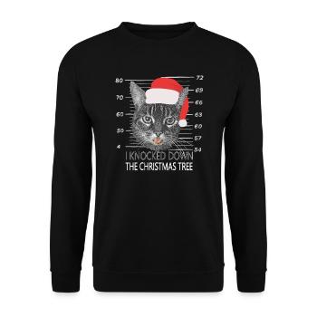 Je m’accrois le Christmas tree Cadeau aux chats - Sweat-shirt Unisexe - noir - Devant - Alina (178cm) & Michal (187cm)