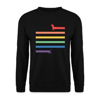 Cooles LGBT Dackel gay pride design Geschenk - Unisex Pullover - Schwarz - Vorne - Alina (178cm) & Michal (187cm)