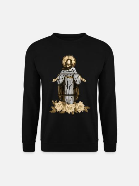 Jesus Christus mit Rosen-Dekor, Pixel-Art - Unisex Pullover - Schwarz