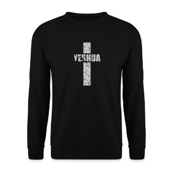 Yeshua Cross Jesus Gift - Unisex Sweatshirt - black - Front - Alina (178cm) & Michal (187cm)