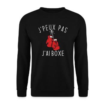 J'Peux Pas J'ai Boxe Humour Cadeau - Sweat-shirt Unisexe - noir - Devant - Alina (178cm) & Michal (187cm)