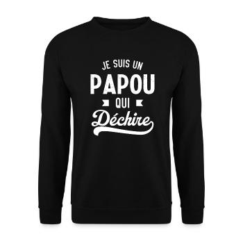 Je suis un papou qui déchire - Sweat-shirt Unisexe - noir - Devant - Alina (178cm) & Michal (187cm)