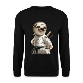 KARATE SLOTH2 Kopie - Unisex Pullover - Schwarz - Vorne - Alina (178cm) & Michal (187cm)
