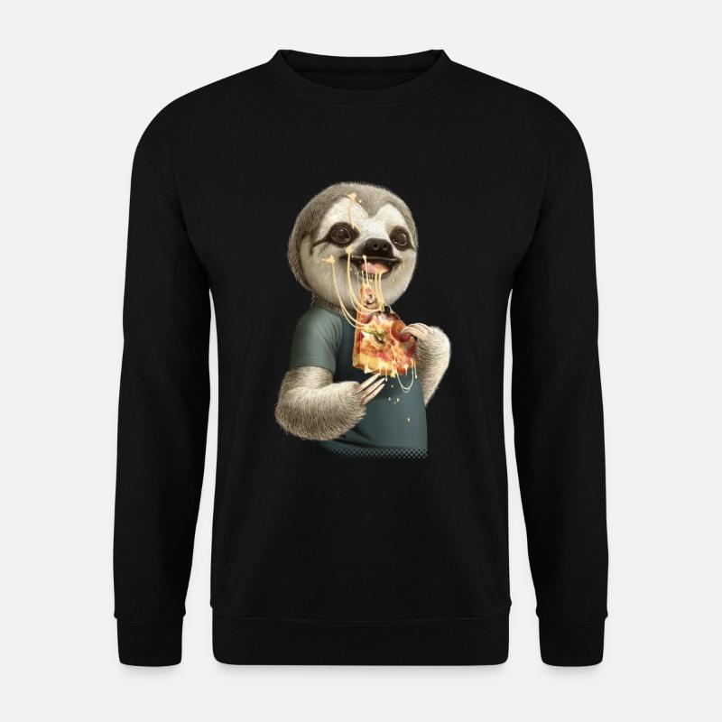 SLOTH EAT PIZZA - Unisex Sweatshirt - black