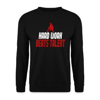 Basketball Training Saying Hard Work Beats Talent - Unisex Sweatshirt - black - Front - Alina (178cm) & Michal (187cm)