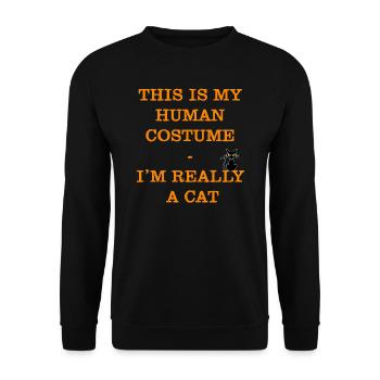 Halloween Spruch "its my human costume" - Unisex Pullover - Schwarz - Vorne - Alina (178cm) & Michal (187cm)