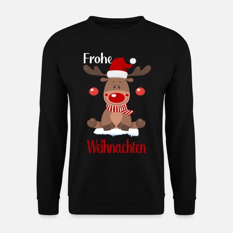 Rentier-Frohe Weihnachten - Unisex Pullover - Schwarz