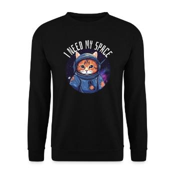 Cat I need my space pun astronomy cat - Unisex Sweatshirt - black - Front - Alina (178cm) & Michal (187cm)
