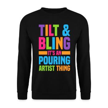 Acrylgießen Geschenke | Maler Kunst Leinwand - Unisex Pullover - Schwarz - Vorne - Alina (178cm) & Michal (187cm)