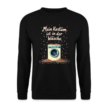 Mein Kostüm ist in der Wäsche Karneval Kein Kostüm - Unisex Pullover - Schwarz - Vorne - Alina (178cm) & Michal (187cm)