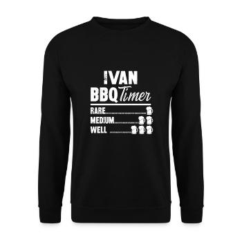 ivan bbq timer- Grill Geschenke Bier Tshirt - Unisex Pullover - Schwarz - Vorne - Alina (178cm) & Michal (187cm)
