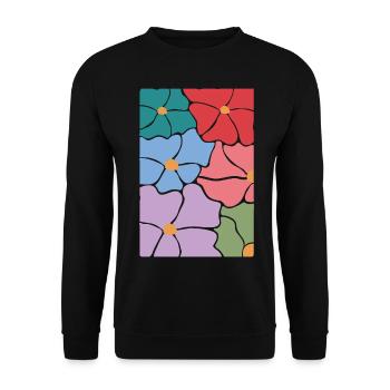 Boho Flora Flowers - Unisex Sweatshirt - black - Front - Alina (178cm) & Michal (187cm)