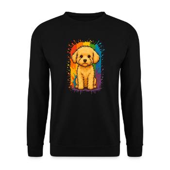 Maltipoo in a rain of colours – rainbow statement - Unisex Sweatshirt - black - Front - Alina (178cm) & Michal (187cm)