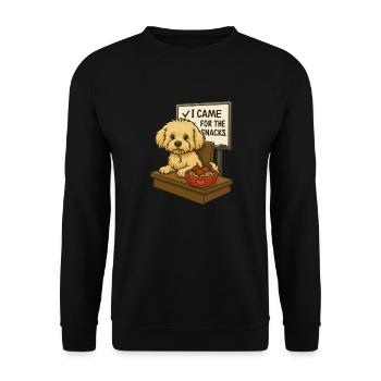 I Came for the Snacks – Funny Maltipoo - Unisex Sweatshirt - black - Front - Alina (178cm) & Michal (187cm)