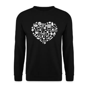 I love health | Nutrition Sports Life Heart - Unisex Sweatshirt - black - Front - Alina (178cm) & Michal (187cm)