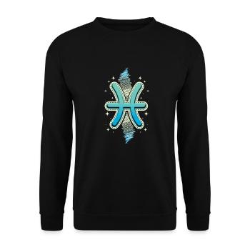 Sternzeichen Fisch - Unisex Pullover - Schwarz - Vorne - Alina (178cm) & Michal (187cm)