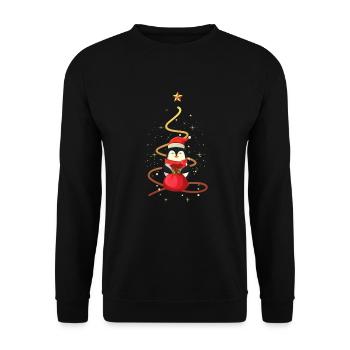 Pinguin Weihnachten - Unisex Pullover - Schwarz - Vorne - Alina (178cm) & Michal (187cm)