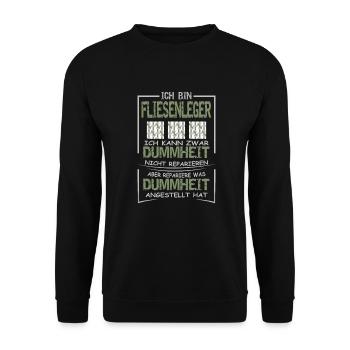 Fliesenleger - Unisex Pullover - Schwarz - Vorne - Alina (178cm) & Michal (187cm)