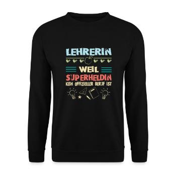 Lehrerin - Unisex Pullover - Schwarz - Vorne - Alina (178cm) & Michal (187cm)