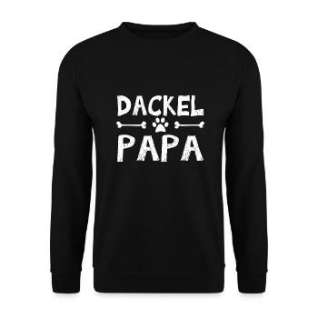Dackel Papa - Unisex Pullover - Schwarz - Vorne - Alina (178cm) & Michal (187cm)
