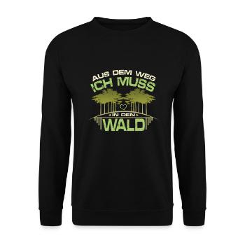Muss in den Wald - Unisex Pullover - Schwarz - Vorne - Alina (178cm) & Michal (187cm)