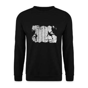 Klettern Freunde - Unisex Pullover - Schwarz - Vorne - Alina (178cm) & Michal (187cm)