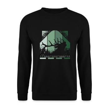 Retro deer - Unisex Sweatshirt - black - Front - Alina (178cm) & Michal (187cm)
