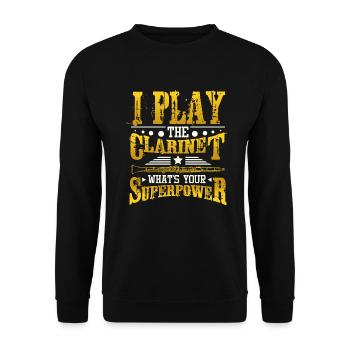 klarinettist Superpower - Unisex Pullover - Schwarz - Vorne - Alina (178cm) & Michal (187cm)