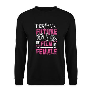 The future of film is female, camera woman, - Unisex Sweatshirt - black - Front - Alina (178cm) & Michal (187cm)